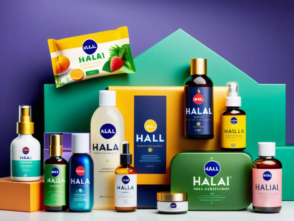 Mercado online con productos Halal certificados, vibrante y diverso