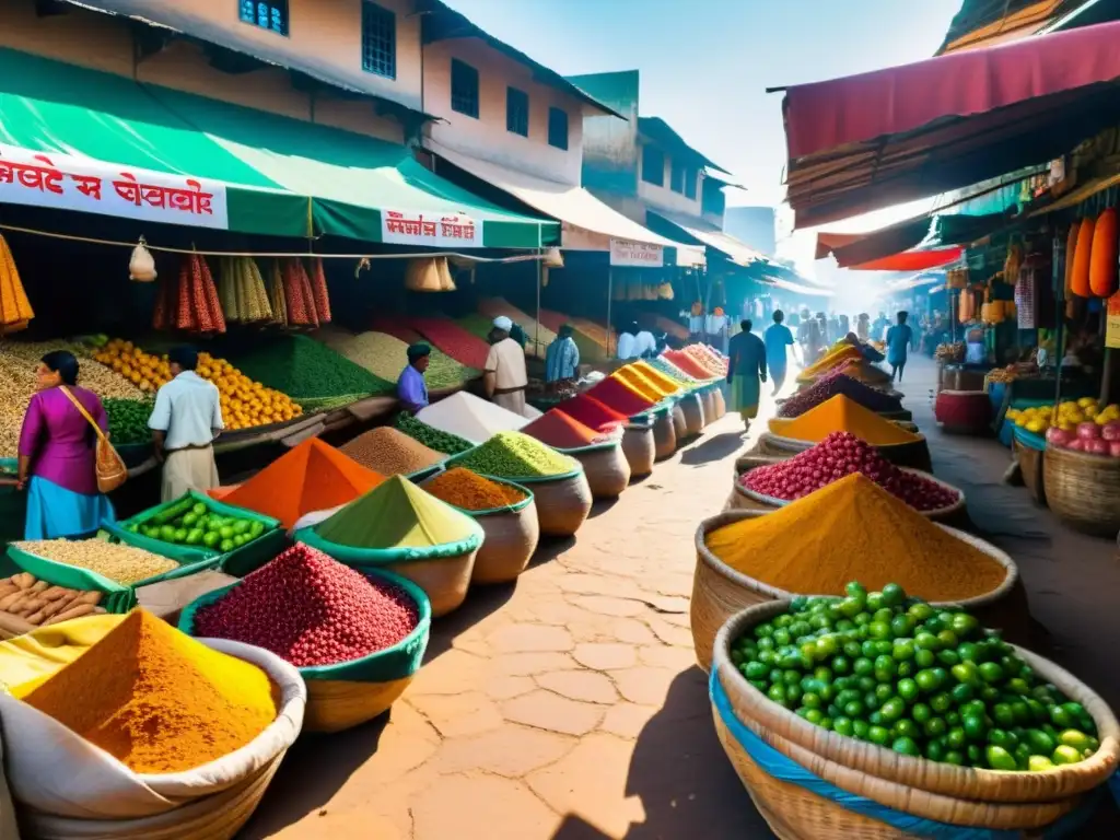 Mercado vibrante de los Musulmanes Bearys en Karnataka, India: puestos de colores, textiles tradicionales, especias y productos frescos