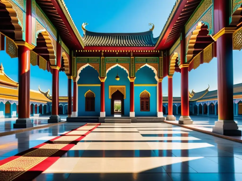 Una mezquita bulliciosa en Vietnam, llena de detalles arquitectónicos y colores vibrantes