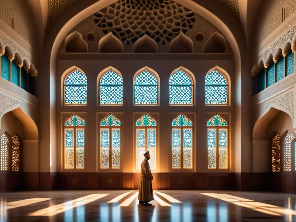 Una mezquita impresionante con intrincados diseños geométricos en las paredes y cúpulas