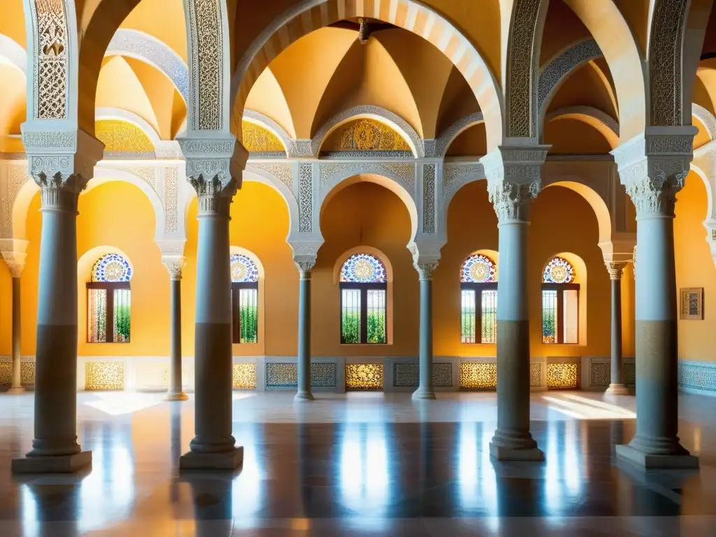 Mezquita de Córdoba, patrón de luz en arcos y pilares, magnífica representación del mundo islámico