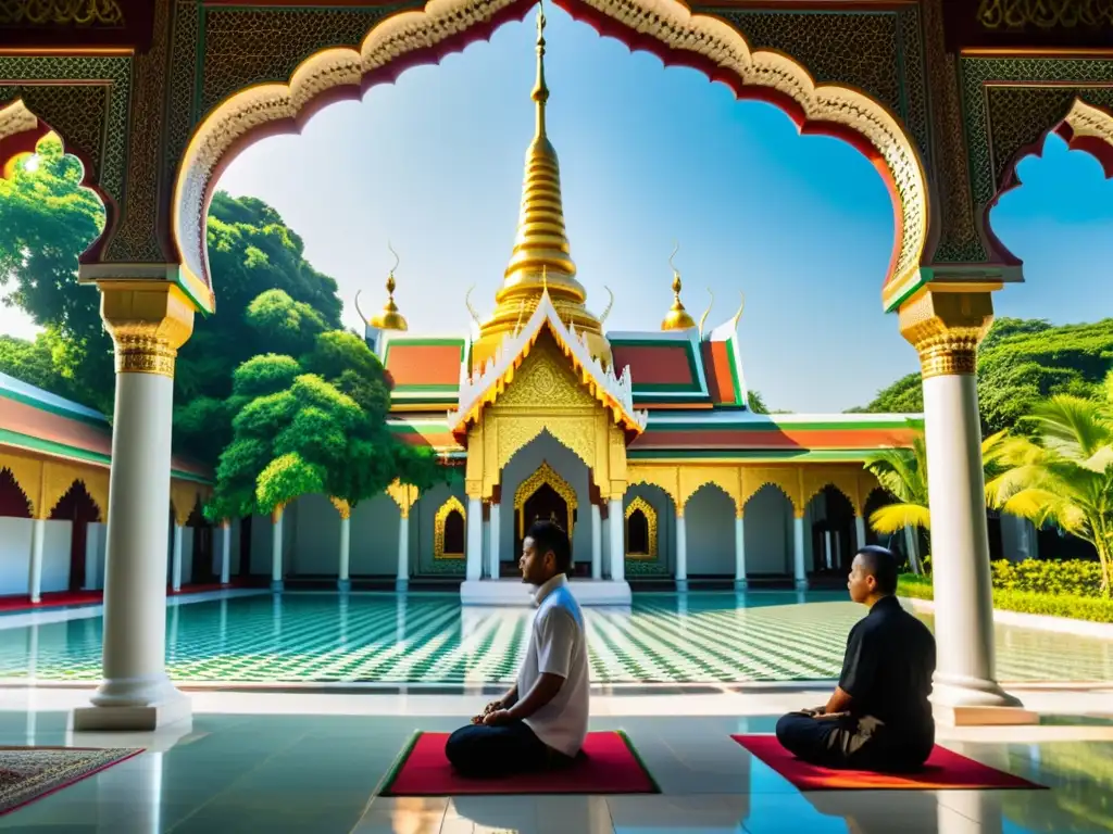 Una mezquita ornamental entre exuberante vegetación en Tailandia