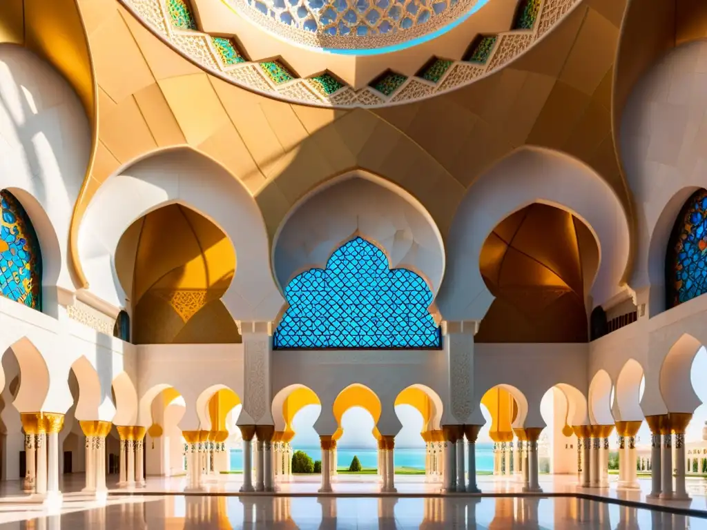 Mezquitas con arquitecturas impresionantes: detalle de la belleza y luz en la Gran Mezquita Sheikh Zayed