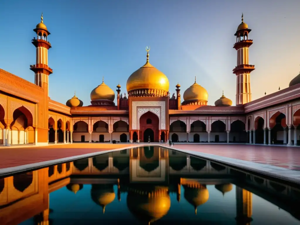 Mezquitas emblemáticas América Latina: Jama Masjid en São Paulo, Brasil, iluminada por un vibrante atardecer, transmitiendo majestuosidad espiritual