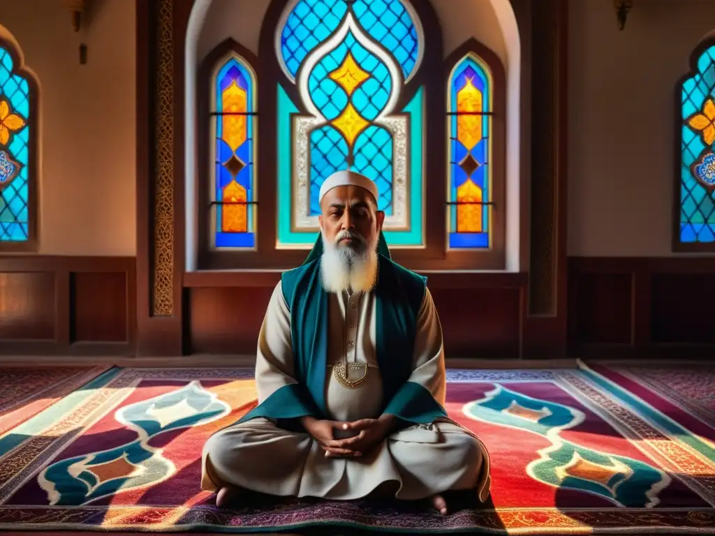 Un místico sufi medita en una hermosa mezquita