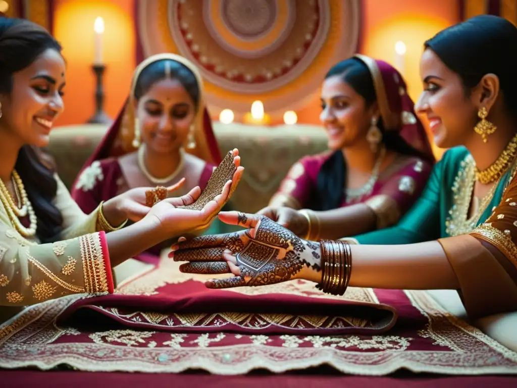 Un momento de celebración y reverencia en una ceremonia de henna, reflejando el significado cultural de la henna en las tradiciones islámicas