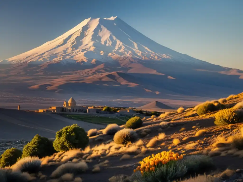 Monte Ararat al atardecer, simbolismo poderoso del Genocidio Armenio contexto mundo islámico