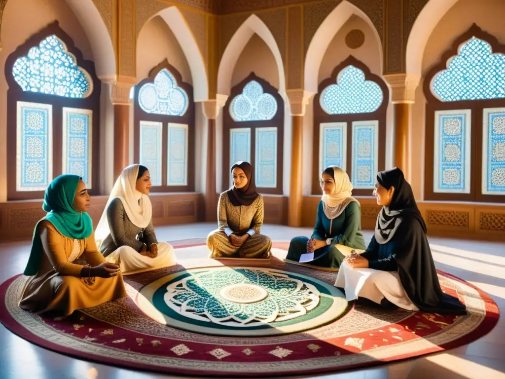 Mujeres educadoras en el Islam discuten ciencia y conocimiento en un ambiente de colaboración e historia islámica