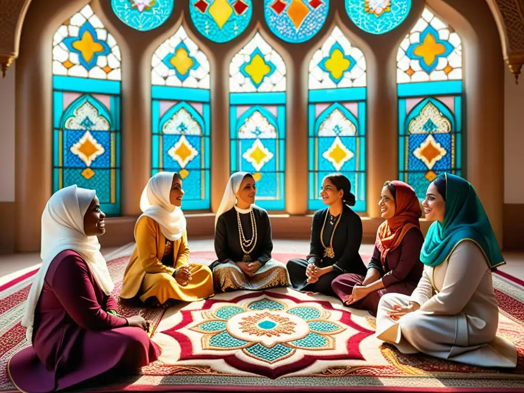 Mujeres en mezquita discutiendo sobre la difusión del Islam en el Sudeste Asiático