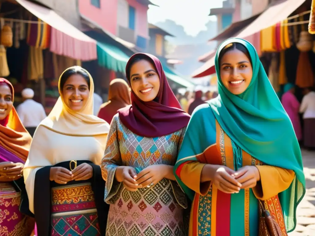 Mujeres musulmanas en América Latina disfrutan de un vibrante mercado, celebrando su diversidad y fortaleza cultural en comunidad