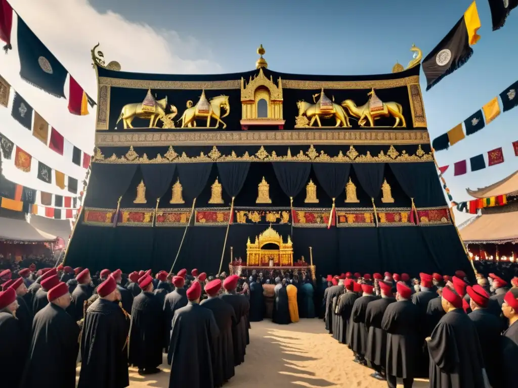 Una multitud de dolientes en luto se reúne para la conmemoración de Ashura en Islam, entre rituales y oraciones, iluminados por la luz de las velas