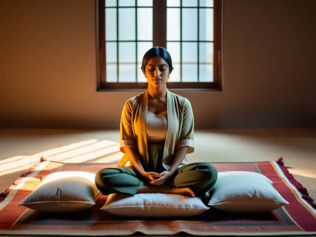 Meditación con música islámica en una habitación tranquila y serena