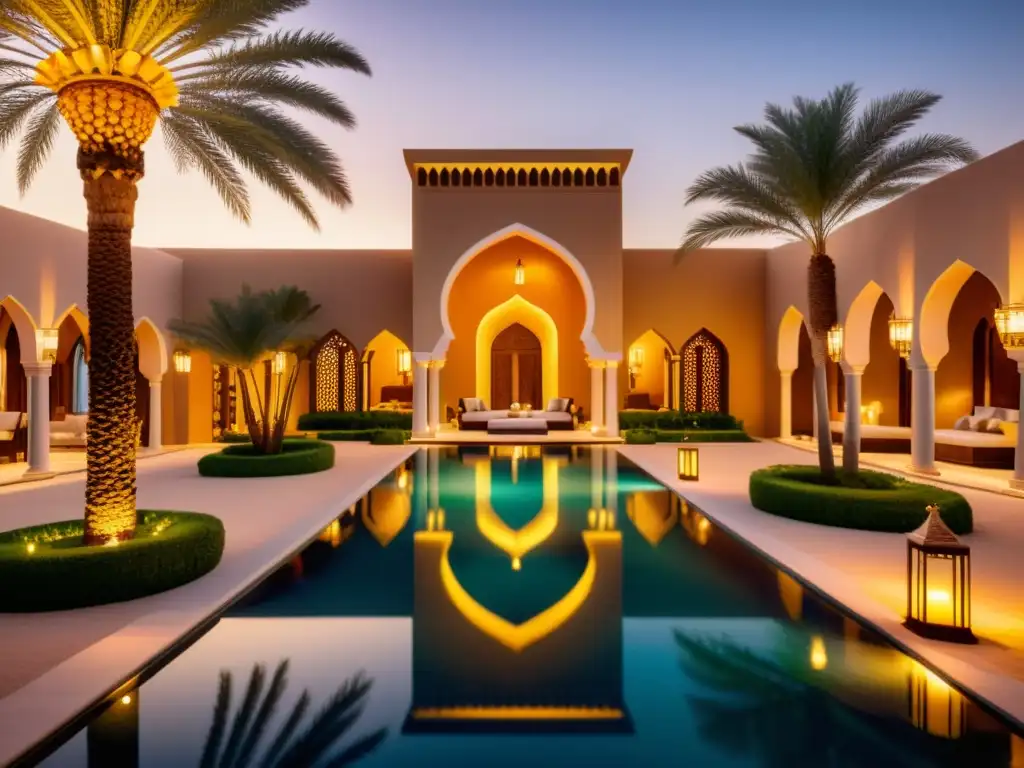 Un oasis de lujo Halal en la Península Arábiga: arquitectura árabe, piscina oasis, y confort islámico