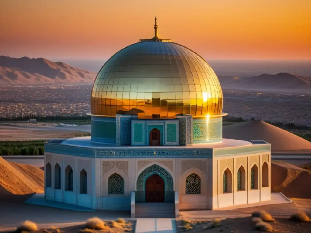 Esplendor del Observatorio de Maragheh en Irán al atardecer Observatorio Maragheh en Irán, con arquitectura islámica y atardecer vibrante
