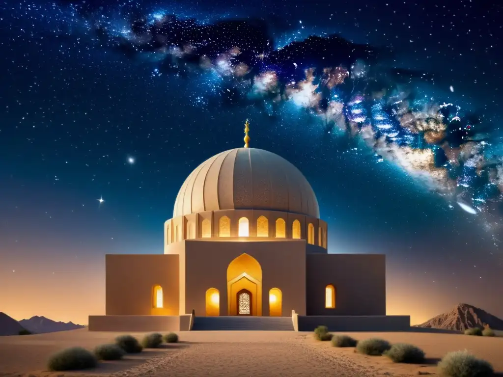 Observatorio islámico antiguo bajo un cielo estrellado, legado astronómico Islam influencia mundial