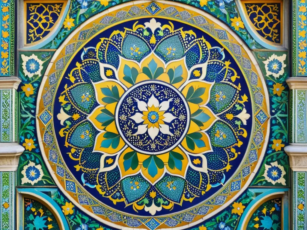 Panel de azulejos del Califato Otomano impacto arte cultura en el Palacio Topkapi, deslumbrando con patrones geométricos y motivos florales