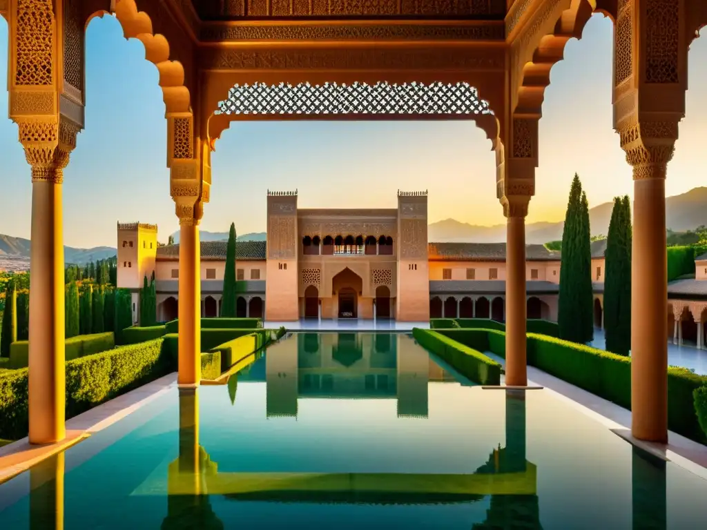 Patrimonio islámico en la ciencia: Alhambra al atardecer, un tributo a la belleza y legado cultural islámico