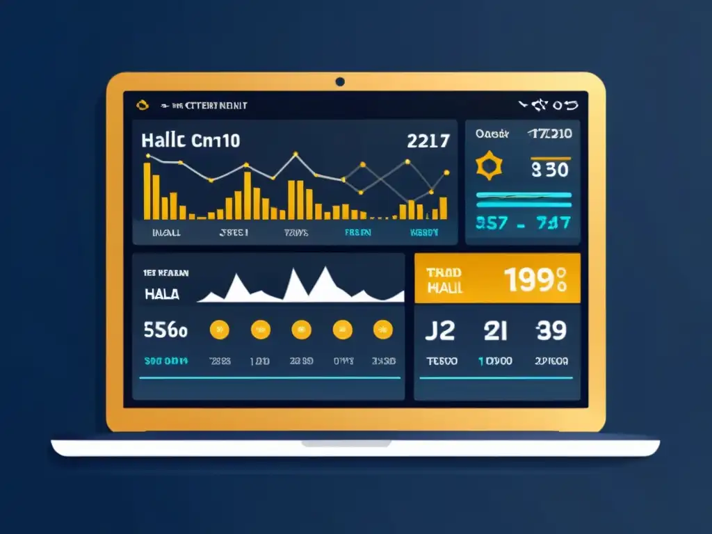 Una plataforma criptomonedas halal de vanguardia, con gráficos de lujo y diseño islámico, en tonos azules, dorados y blancos