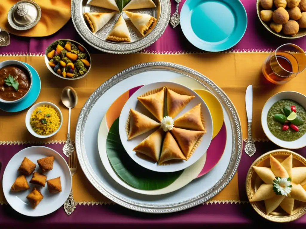 Platos tradicionales festín Eid en mesa decorada con ambiente cálido y familiar