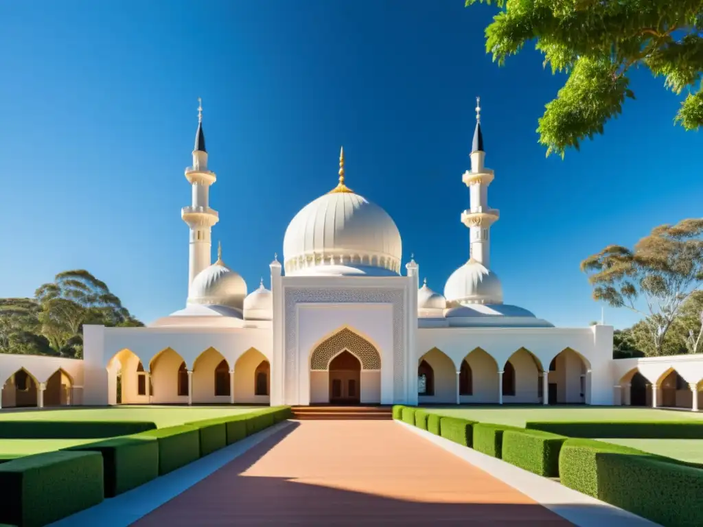 La primera mezquita en Australia: un legado cultural en la naturaleza Primera mezquita en Australia, reflejo de la historia y contribuciones musulmanes en Australia, rodeada de belleza natural
