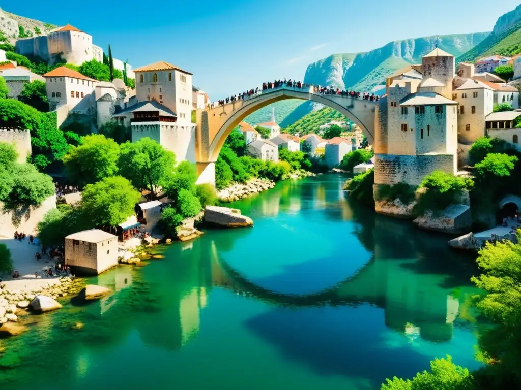 Reflejo del Stari Most sobre el río Neretva, evocando la historia y cultura del Islam en los Balcanes