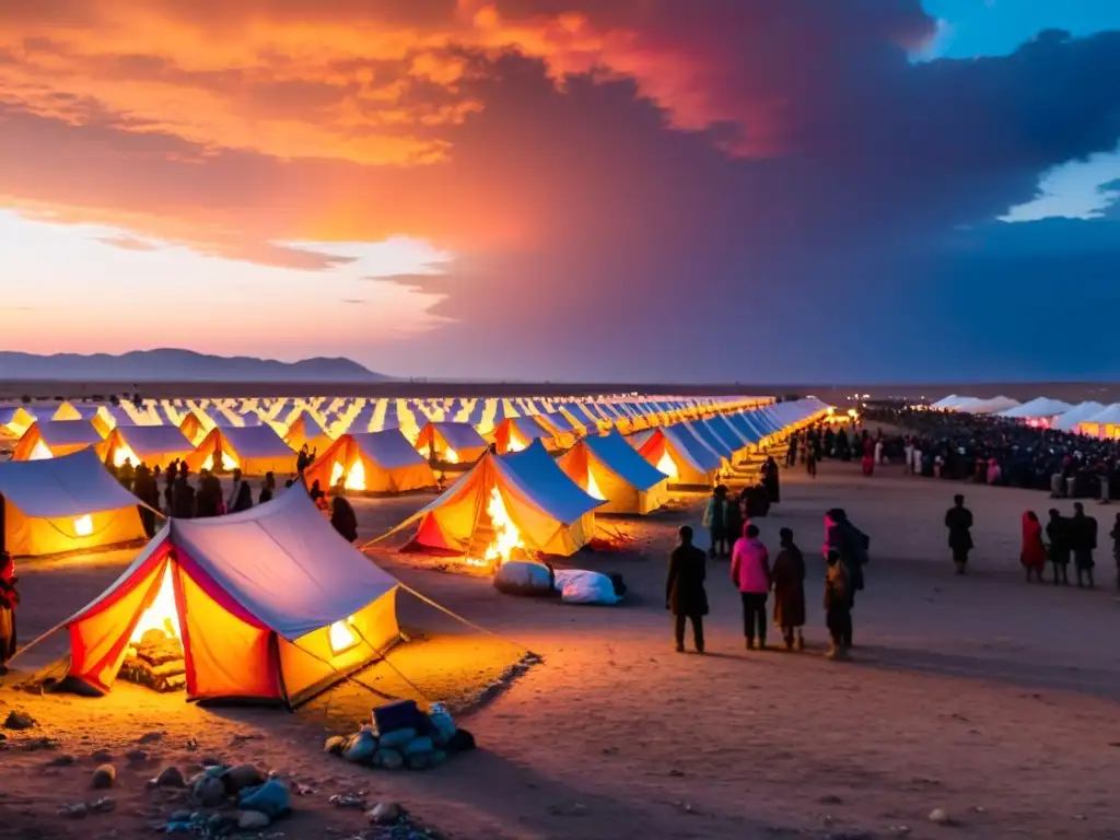 Refugiados sirios encuentran esperanza en un campamento mientras el sol se pone