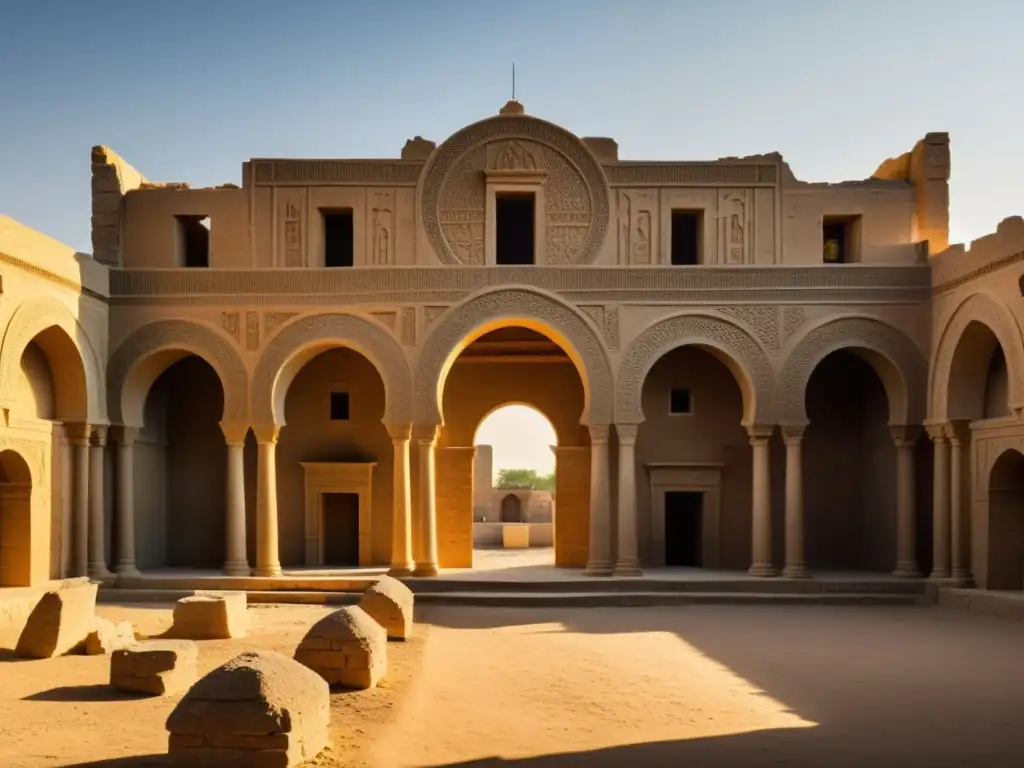 Ruinas antiguas de la Escuela AlMustansiriya en Bagdad, Patrimonio histórico de Bagdad, bañadas por cálida luz dorada