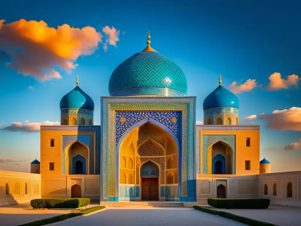 Samanid Mausoleum en Bukhara, Uzbekistán, iluminado por el cálido atardecer, difusión del Islam en Asia Central