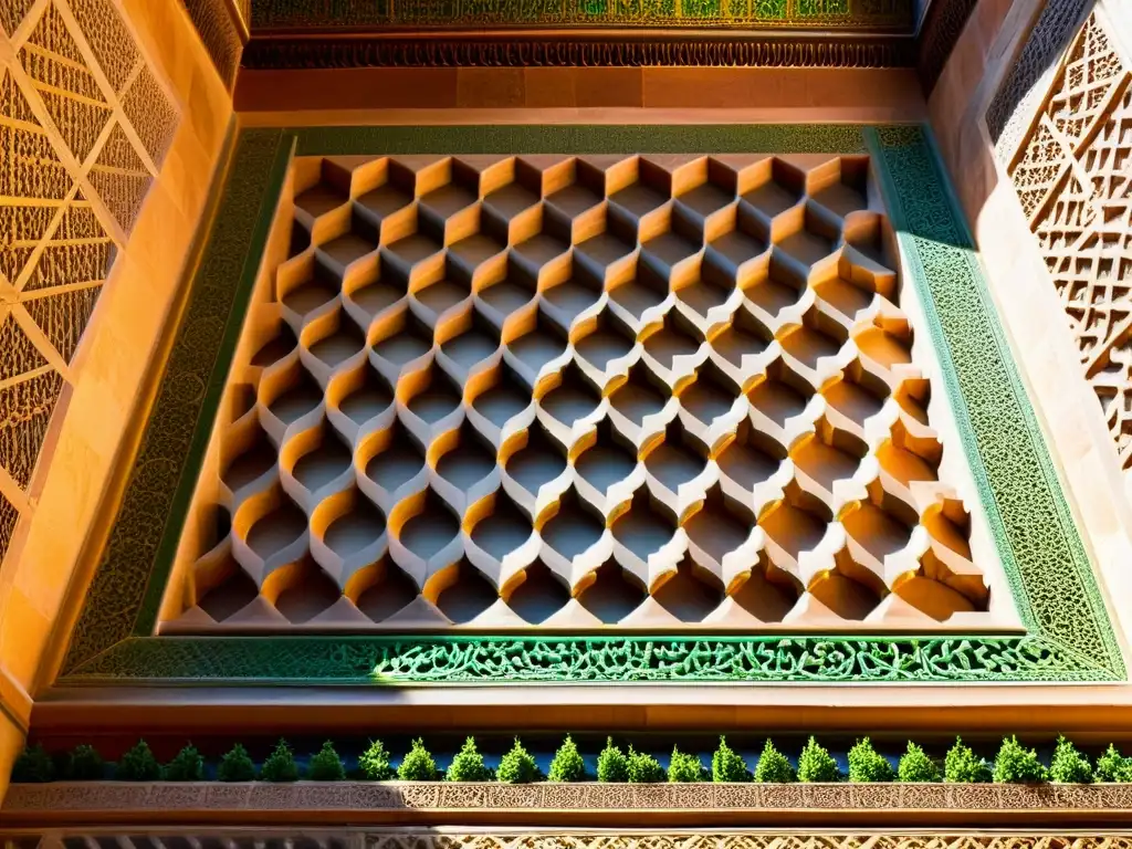 Los símbolos islámicos en el Renacimiento se destacan en los intrincados diseños geométricos y arabescos de la Alhambra, Granada, España