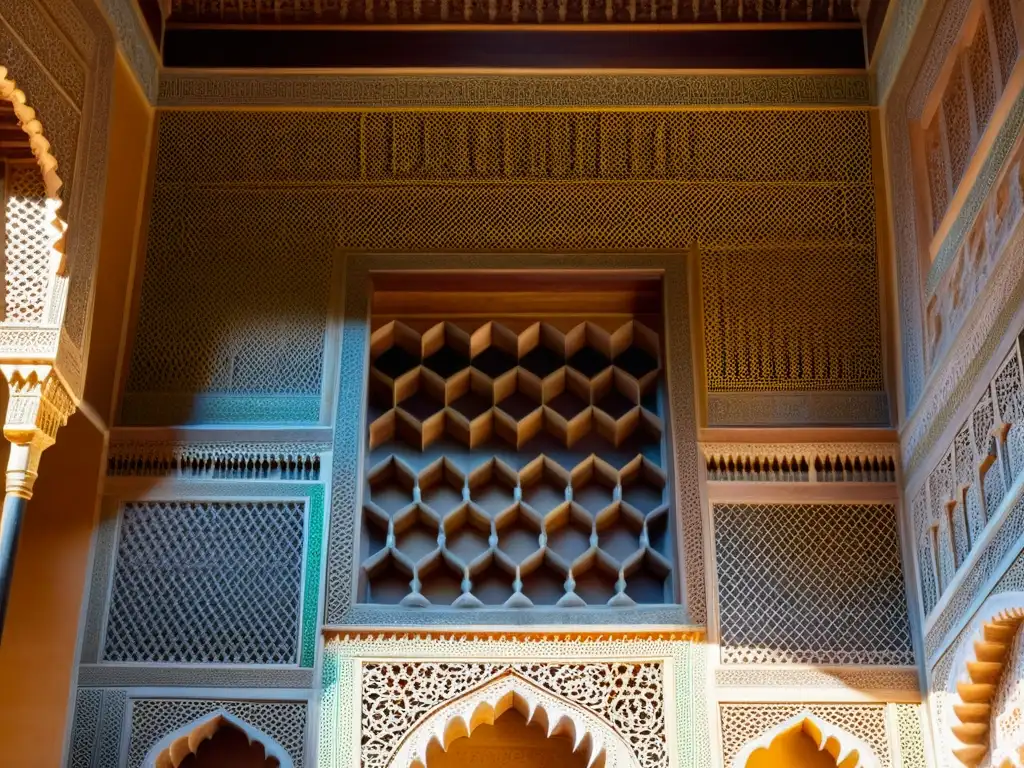 Simetría y patrones en el arte islámico: Intrincadas geometrías y colores vibrantes en la Alhambra, Granada, creando una experiencia visual hipnótica