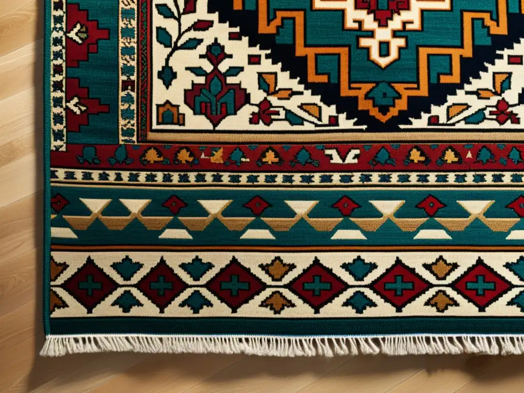 Persian Carpet: Intrincados Colores y Texturas Un tapiz persa detallado, con colores vibrantes y patrones geométricos intrincados