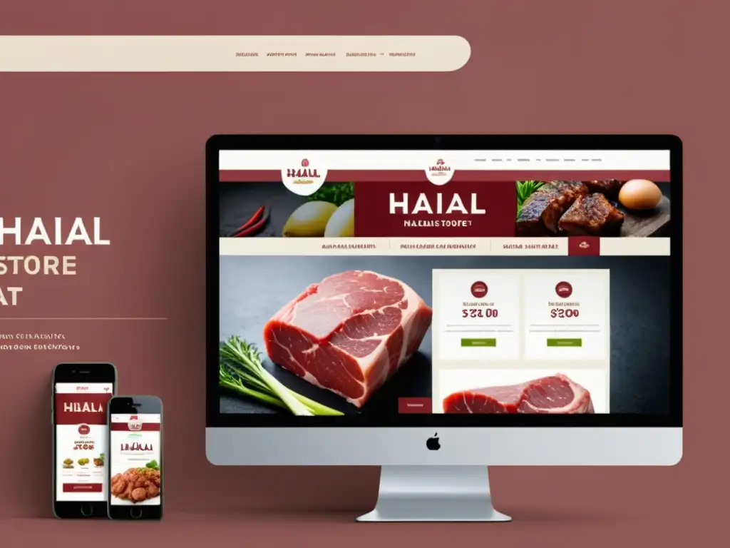 Una tienda online de carne halal con diseño moderno y profesional