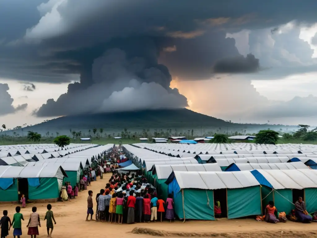 Campo de refugiados Rohingya: lucha y desesperanza Tragedia Rohingya lucha supervivencia: Campamento abarrotado de refugiados en Myanmar, con desolación y resiliencia palpable