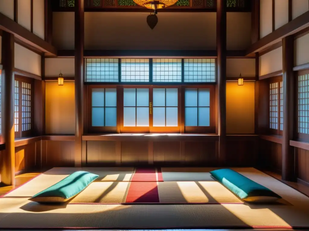 Una tranquila sala de oración en una mezquita tradicional japonesa