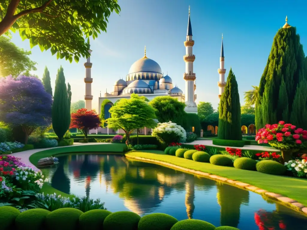 Jardín tranquilo con mezquita: belleza islámica Jardín tranquilo con metáforas islámicas en poesía mundial