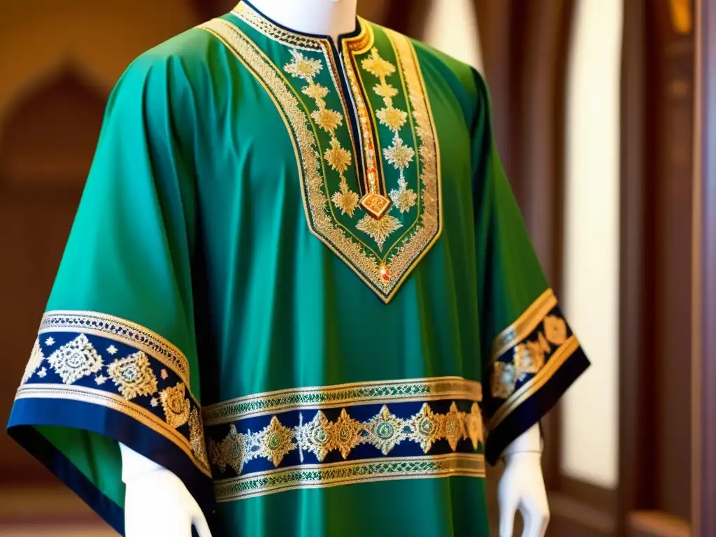 Jalabiya islámica: elegancia y tradición en alta resolución Vestuario tradicional masculino islámico en vibrantes colores y patrones, con detalles y texturas que evocan sofisticación y tradición