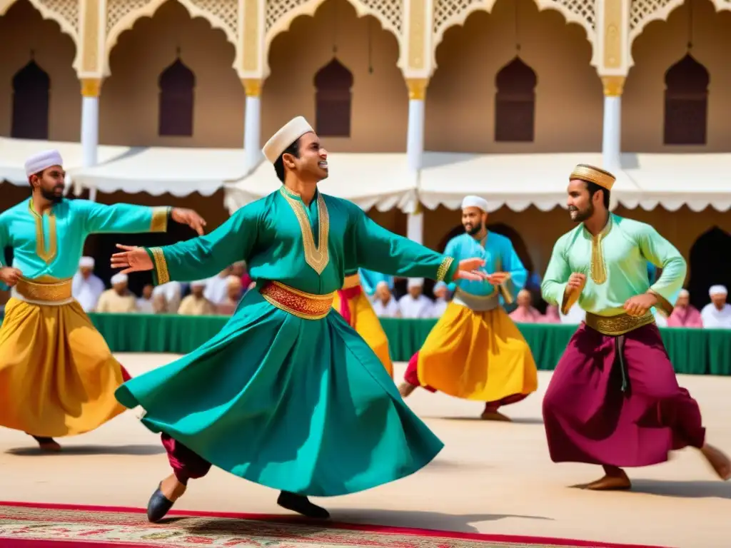 Vibrante actuación de Tahtib en celebración islámica, capturando la energía y la importancia cultural del ritual