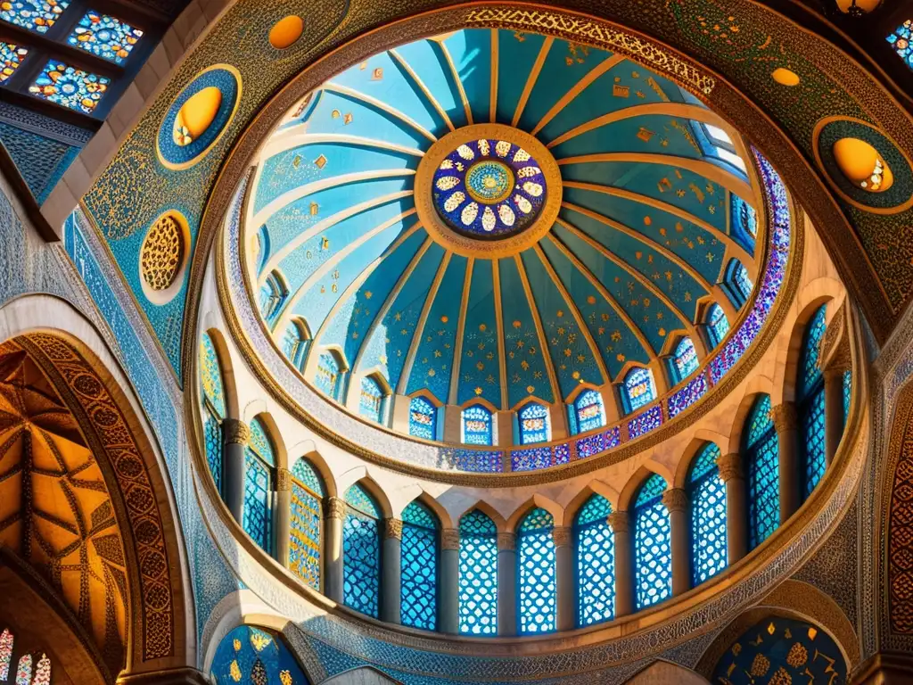 Vibrante arte arquitectónico islámico en la majestuosa Mezquita Azul de Estambul, Turquía