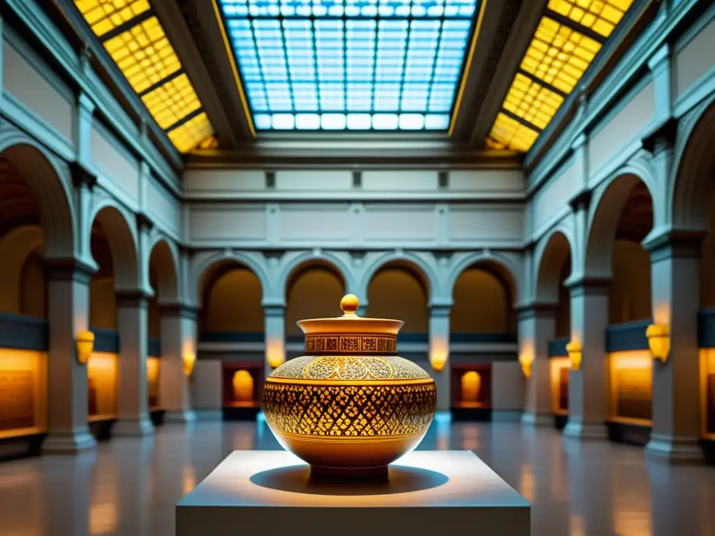 Vibrante colección de arte islámico en el Metropolitan Museum of Art en Nueva York, iluminada por la cálida luz natural