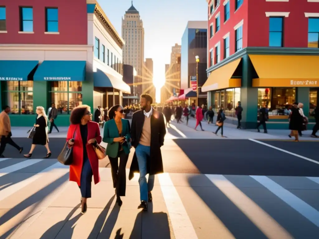 Atardecer multicultural en la bulliciosa ciudad Una vibrante calle de la ciudad, con diversidad cultural y coexistencia pacífica, reflejando el impacto del radicalismo en el Islam moderno