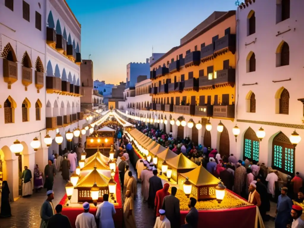 Calles festivas de Marruecos en Eid alFitr Vibrante celebración de Eid al-Fitr en Marruecos, con festividades musulmanas en contexto cultural