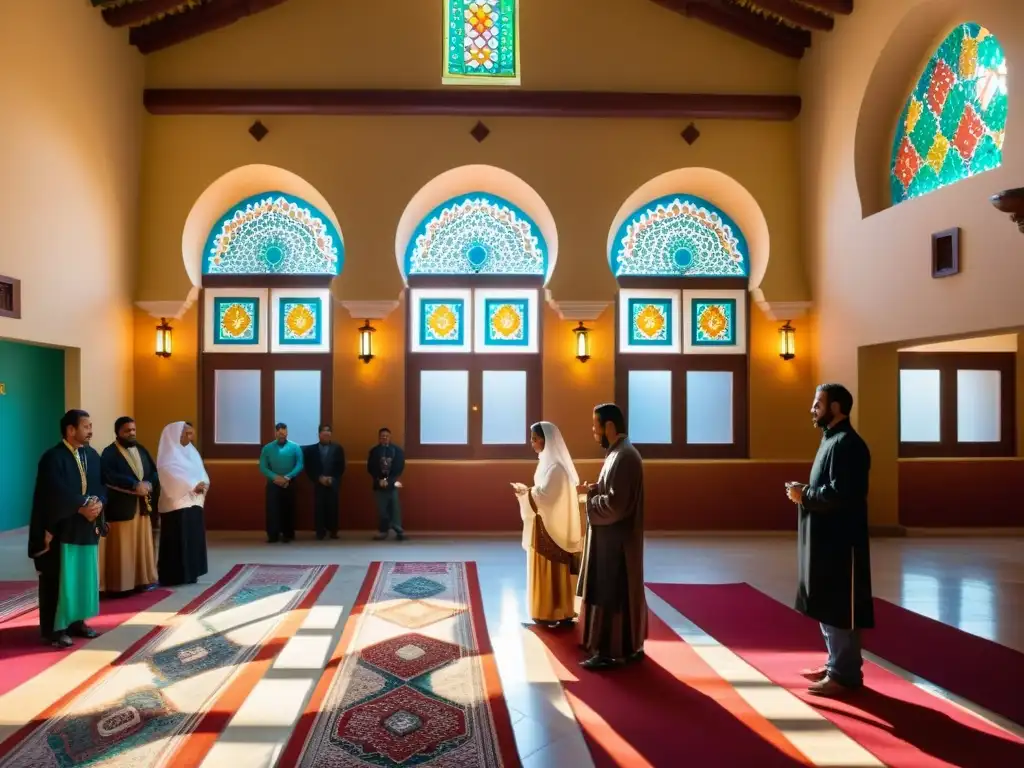 Un vibrante encuentro de la vida cotidiana de musulmanes en México, en una mezquita iluminada por el cálido sol de la tarde