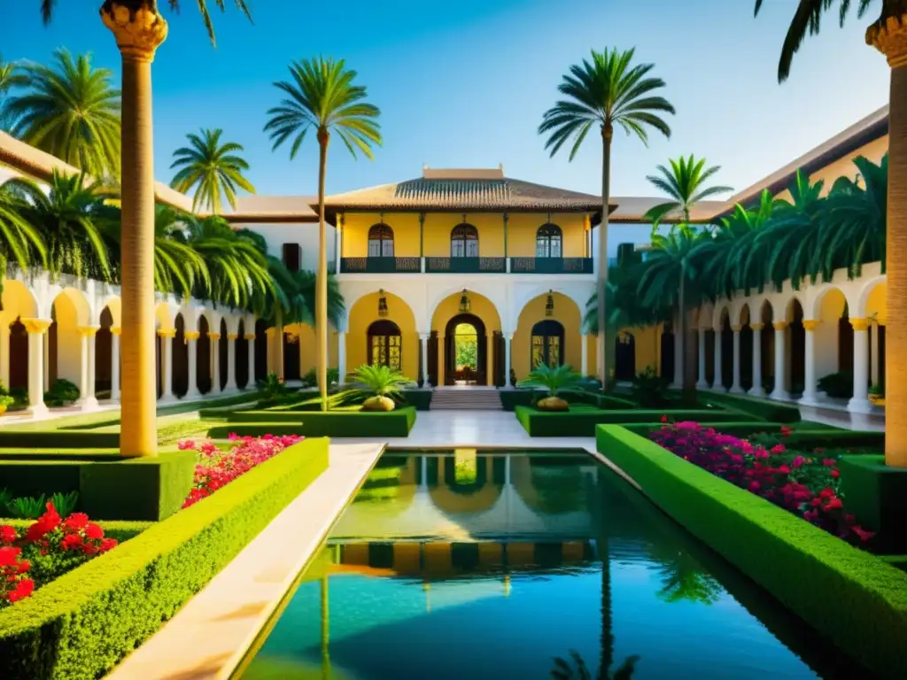 Vibrante imagen de los Jardines del Palacio Abbasí, reflejando la belleza de los Jardines de los Califatos islámicos