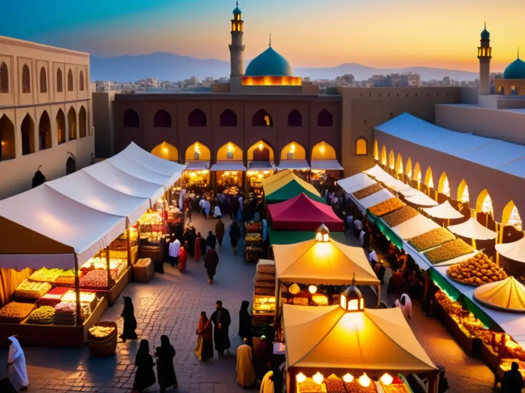 Vibrante mercado en ciudad del Medio Oriente durante el Año Nuevo Islámico Hijri: Tradiciones y celebraciones