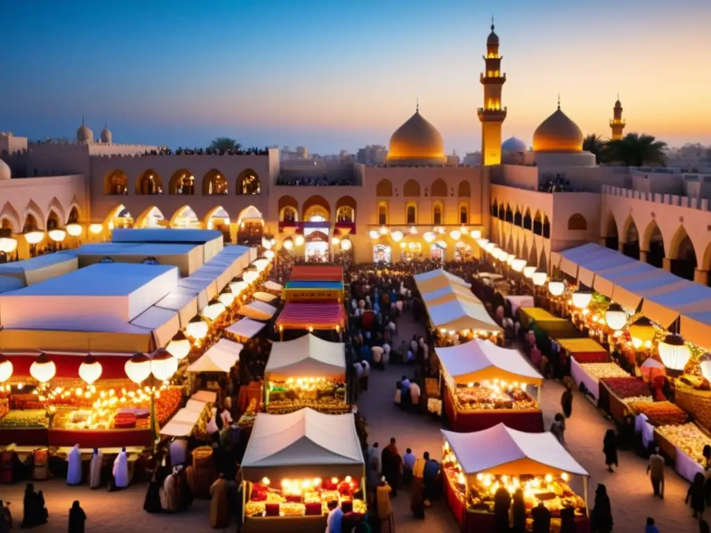 Vibrante mercado en ciudad del Medio Oriente celebrando el Año Nuevo Islámico Hijri: Tradiciones y celebraciones