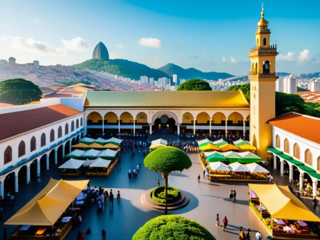 Mercado vibrante y mezcla cultural en Brasil Vibrante mercado en Brasil con influencia islámica, reflejando el crecimiento del Islam en Brasil