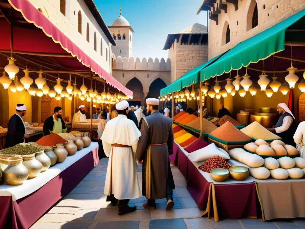 Vibrante mercado medieval donde se cruzan culturas cristianas y musulmanas en una odisea mozárabe de relatos cruzados