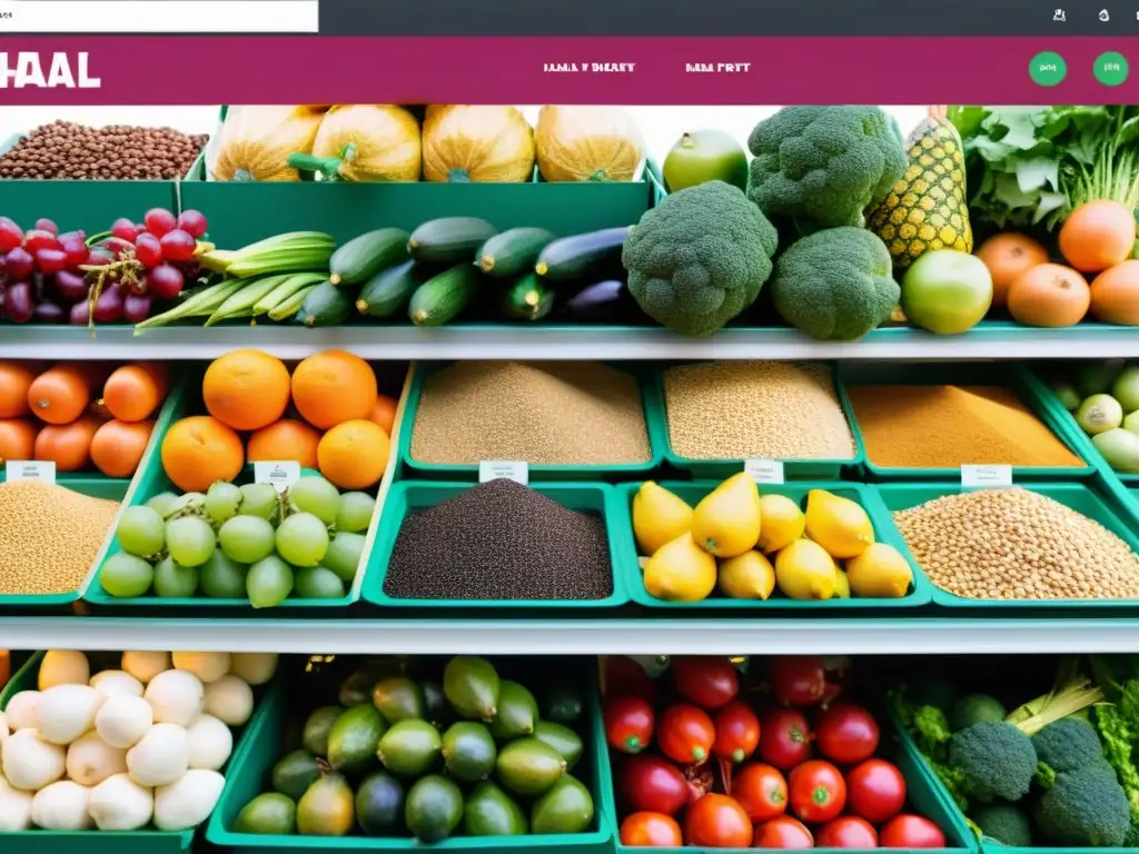 Un vibrante mercado online ofrece una amplia variedad de productos frescos y coloridos de comida halal de todo el mundo