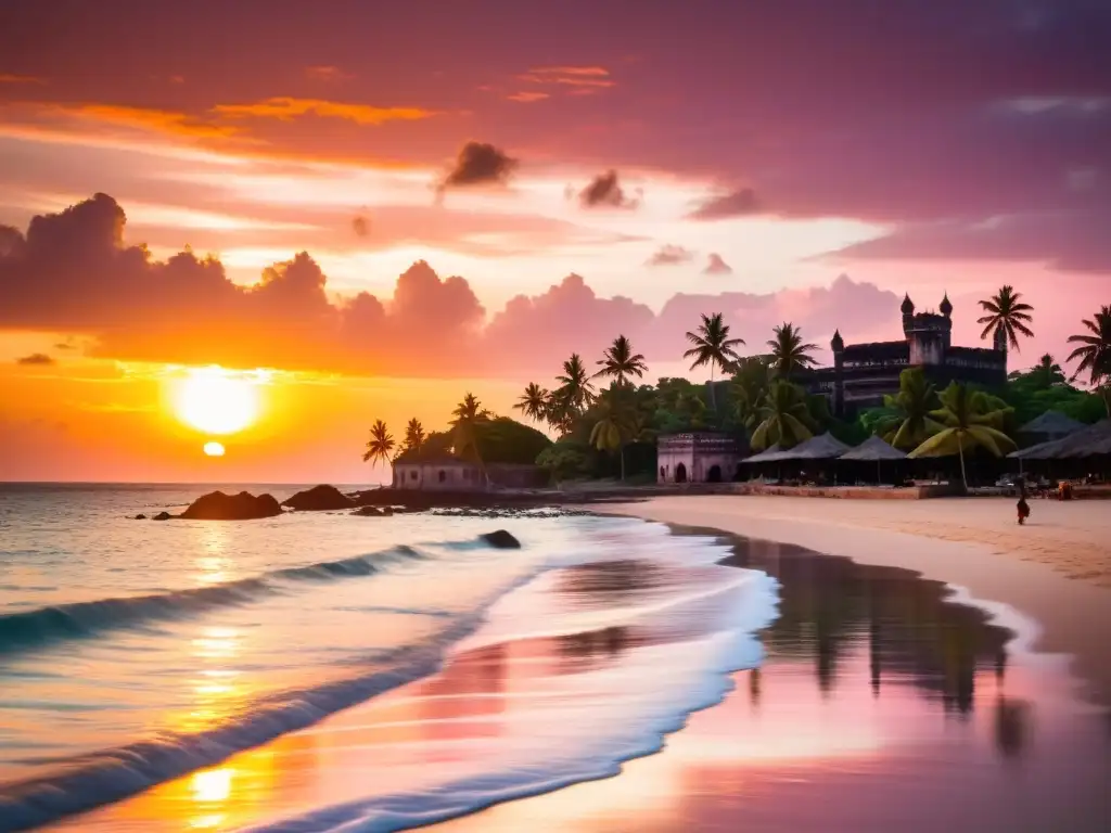 Vibrante puesta de sol sobre Stone Town en Zanzíbar, con historia islámica y belleza cultural