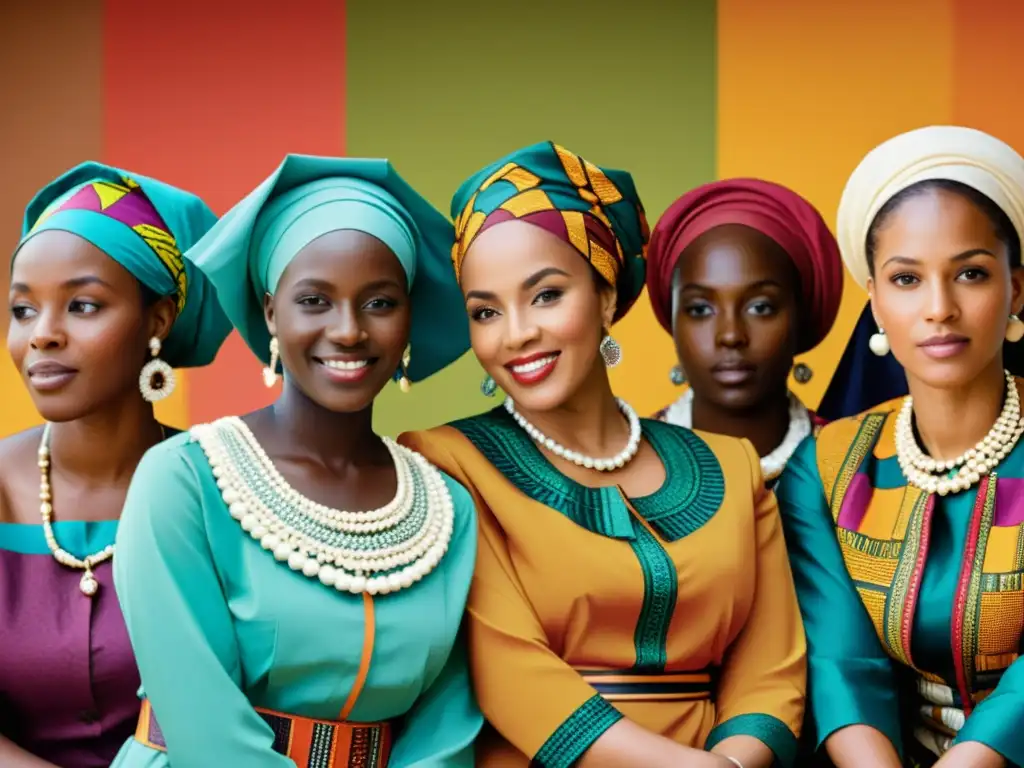 Un vibrante retrato fotorealista de mujeres africanas participando en roles diversos dentro de sus comunidades en el Islam africano